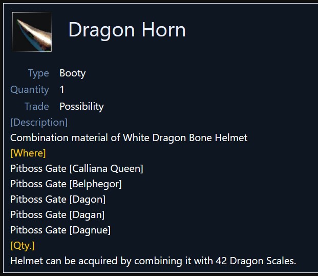 dragon horn item - white dragon armor - rf online redfox