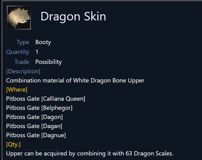 dragon skin item - white dragon armor - rf online redfox