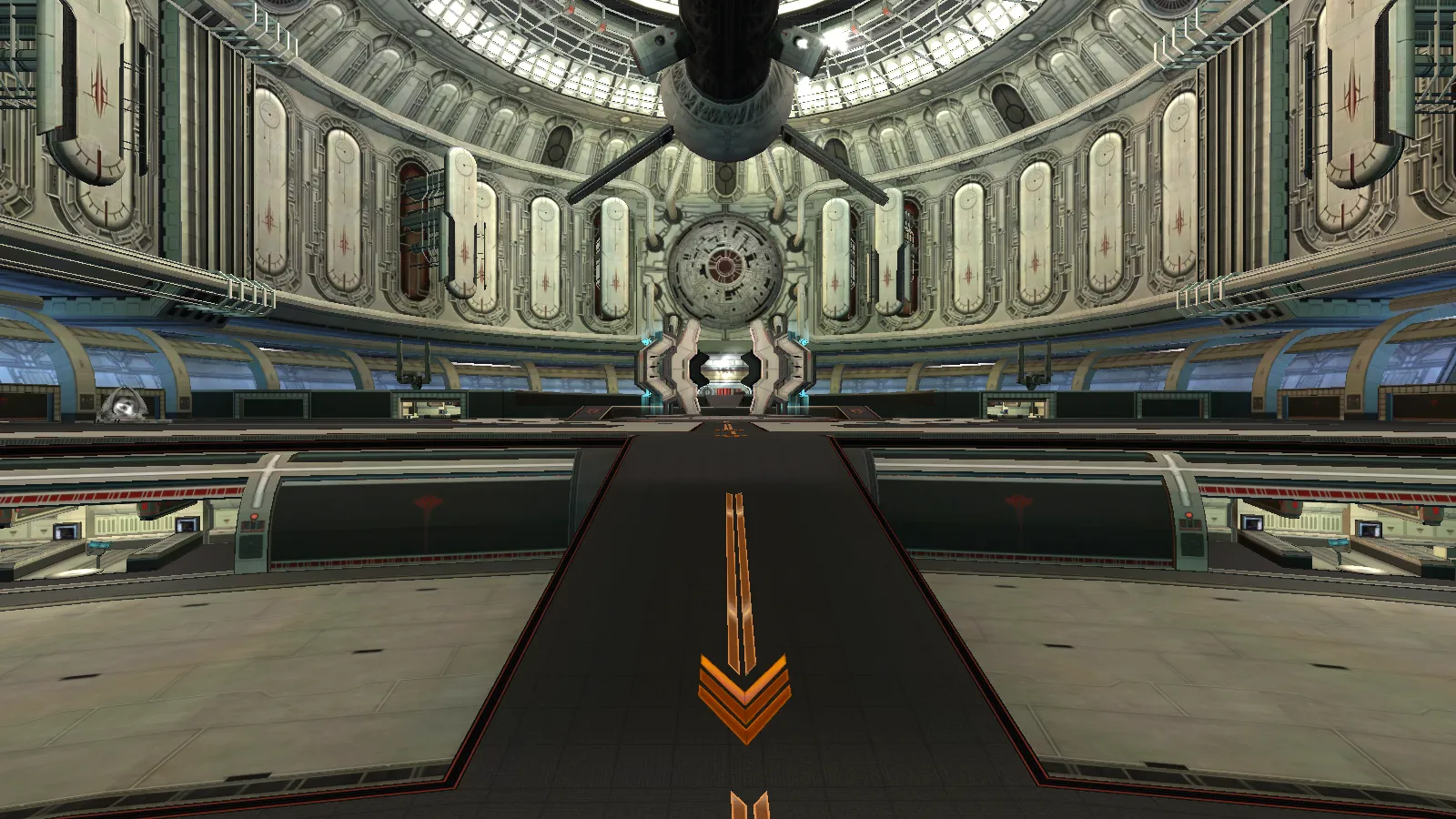 Stairs to 1st Floor area of Accretia HQ in RF Online Giga 4 - Eps 2 final version 2006 until now.