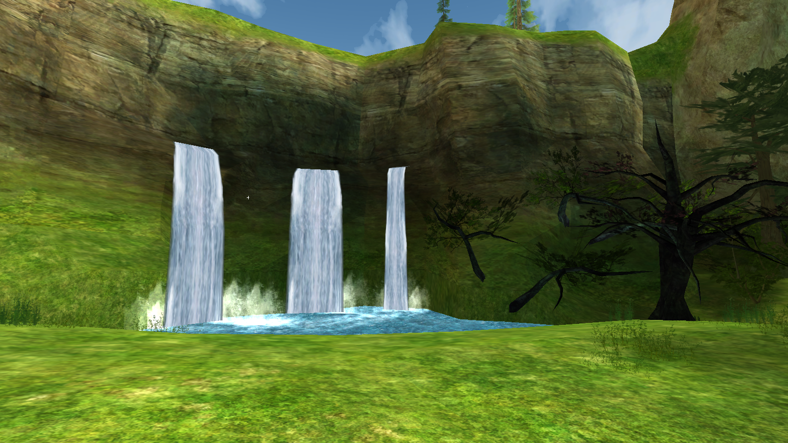 Cora HQ map features many waterfalls around.